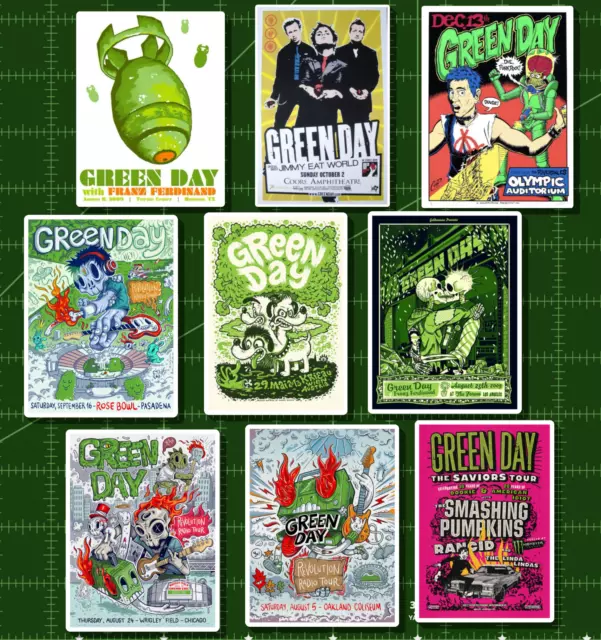 Green Day Concert Poster Stickers - Set of 9 - Matte Vinyl - Blink-182 Pop Punk