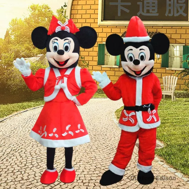 Xmas Mickey & Minnie Mouse Mascot Costume Suits Party Dress Character Gift