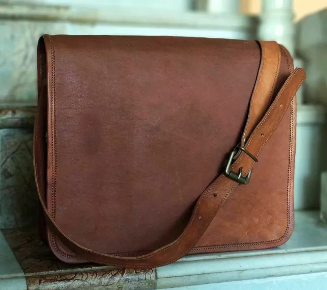 Bolso Cuero Vintage Hombre Bandolera S Maletín para Portátil Satchel Genuino