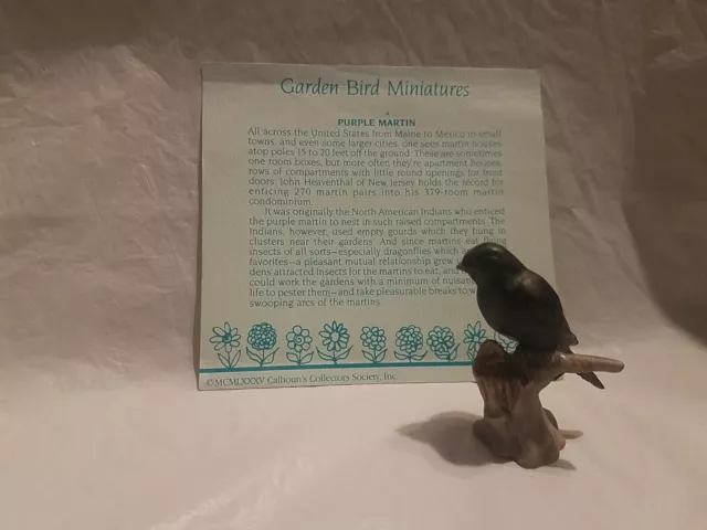 Vintage 1980'S Royal Cornwall Purple Martin Garden Bird Miniatures Figurine