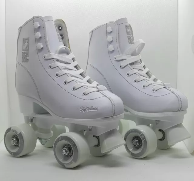 KRF Weiss Rollschuhe Roller Figure Quad Retro 34 Roller Skates Neu-wertig