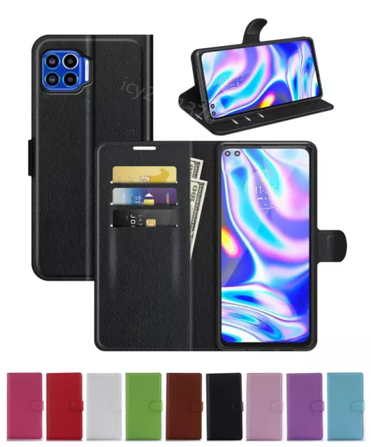 New Leather wallet stand flip Cover Skin Phone Case For Motorola Moto One 5G UW