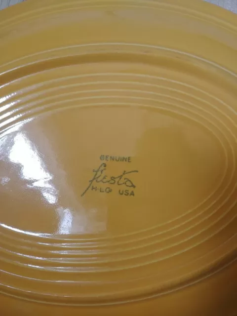 Vintage Collectible Genuine Fiesta Yellow Oval Serving Plate 12.5   X 9 7/8 2