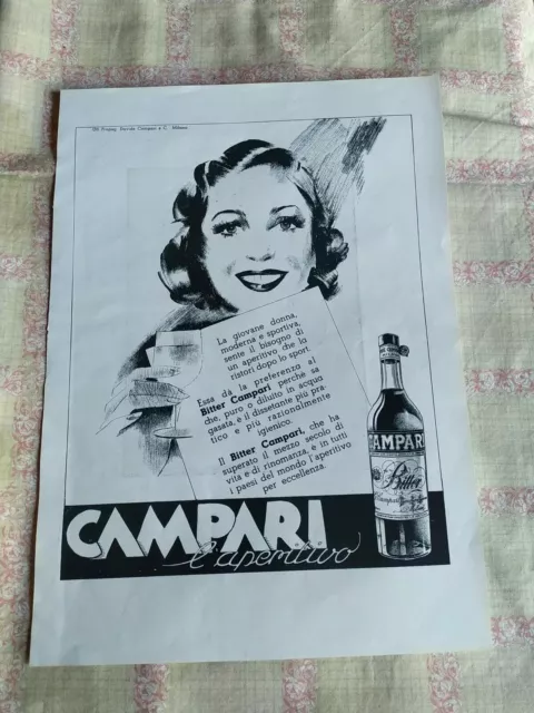 Pubblicità - Campari l'aperitivo- 1940 - 27x37 cm - Advertising Werbung Vintage