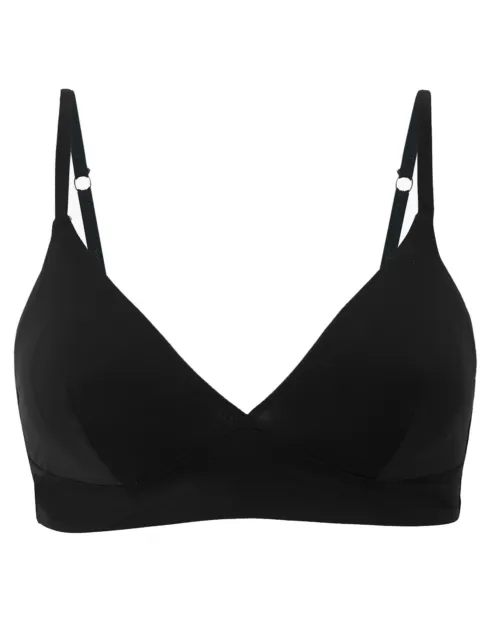 M&S Non Wired Plunge Bralette Bra Converts Racer Back Size 32 34 36 BLACK