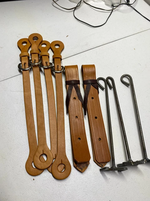 New! 9  new leather SPUR TIE DOWNS  AND ACCESSORIES