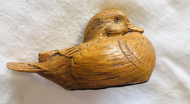 DUCK DECOY Resin? Simulated Wood Carved - 4" Long VGC