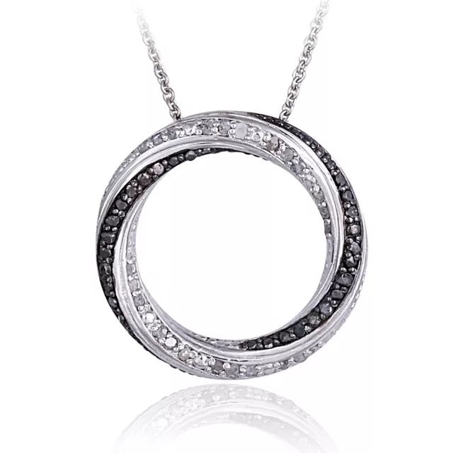 0.50ct TDW Black & White Diamond Eternity Necklace