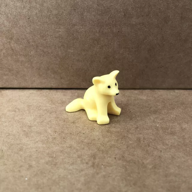 PLAYMOBIL CREAM SITTING Baby Wolf Cub Arctic Fox Figure, Zoo Animal