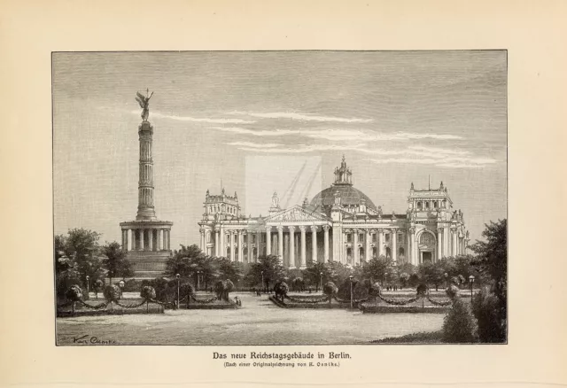 1877 Vintage Print of the New German Parliament Building #G763