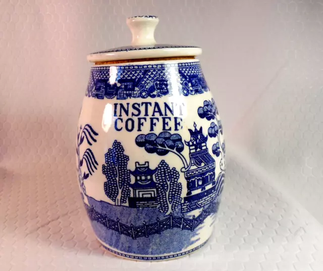 Blue Willow Instant Coffee Canister Creative Imports Japan Vintage