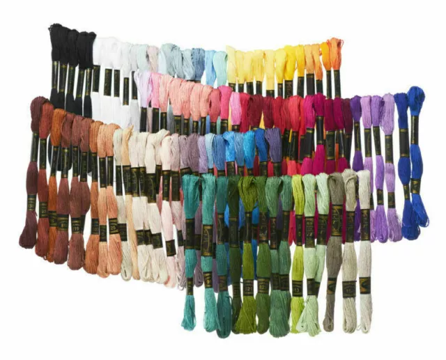 100 Docken Sticktwist Stickgarn 8m 6-fädig Multicolor BUNT DIY Mehrfarbig Set DE