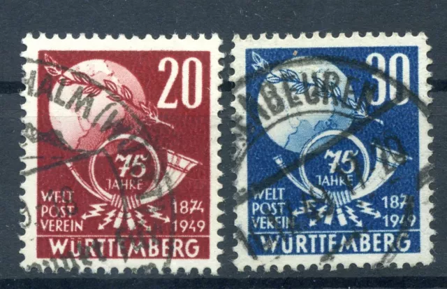 880655) Frz. Zone Württemberg Nr. 51-52 gestempelt, UPU, Weltpostverein