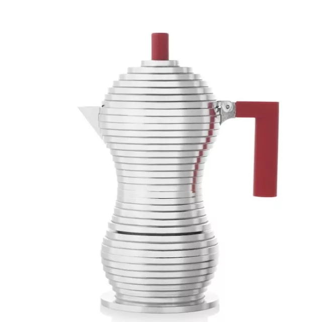 Alessi, Pulcina Rossa, Caffettiera Espresso 3 Tazze Induzione, Alluminio