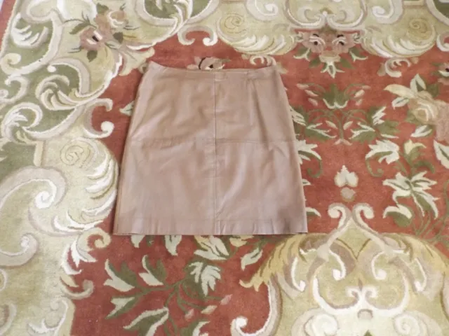 Donna Karan New York  Brown 100% Genuine leather Pencil Skirt Size 14