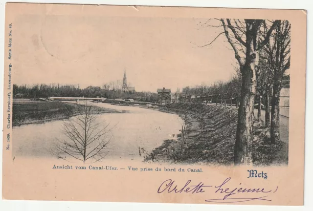 METZ  - Moselle - CPA 57 - Ponts - Vue prise du bord du canal