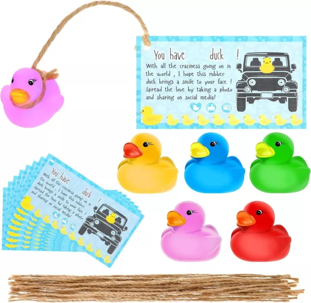 60 Pieces Jeep Rubber Ducks Cards in Bulk Assorted Duckies for Ducking Cruise