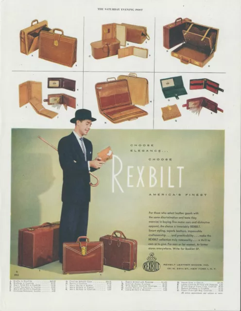 1951 Rexbilt Leather Goods Briefcase Wallet Billfold Purse Vintage Print Ad SP5