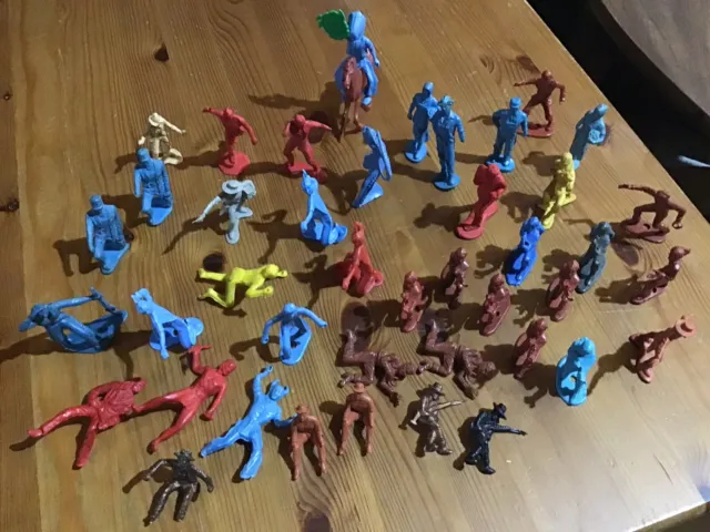 vintage lot of  41- 1950’s plastic and Rubber cowboys, Indians, western - 4-6”