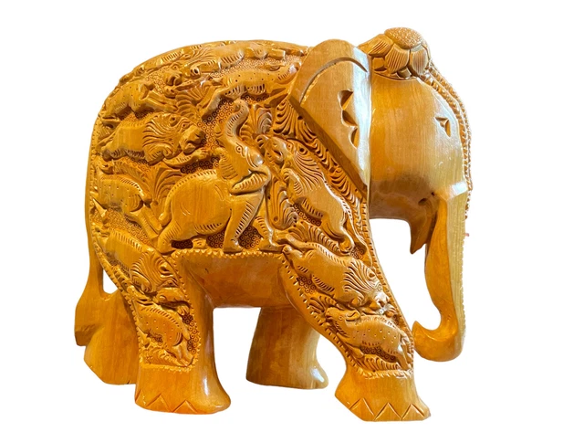 Elefant handgeschnitzt Holz großer Dschungel 2,9 kg