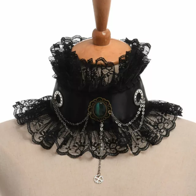 Unisex Lace Ruffled Collar Elizabethan Victorian False Neck Ruff