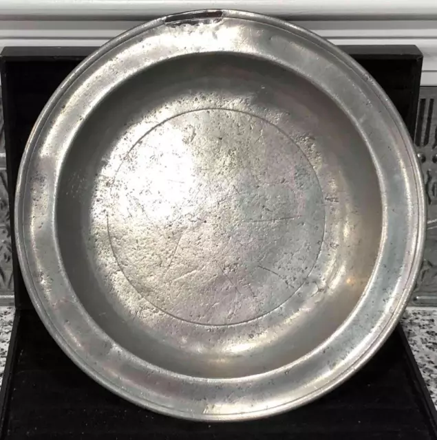 Antique American Pewter Deep Dish Charger, 13", Joseph Danforth, CT, c. 1780