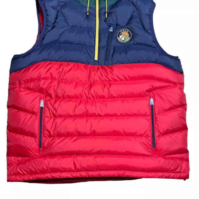 NWT Polo Ralph Lauren Big Crest Cookie Patch Hooded Pullover Puffer Vest Men’s L 3