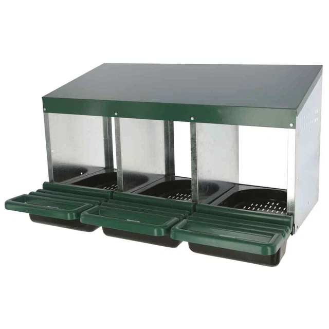 Kerbl Chicken Laying Nest 3 Sections Plastic Green Nestbox Nesting Box Indoor Ke