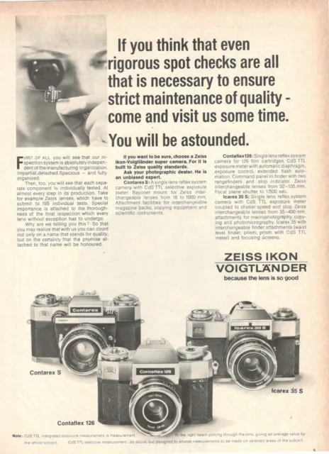 Zeiss Ikon Machine Camera Contarex S Contaflex Icarex 35s 1969 Advertising'