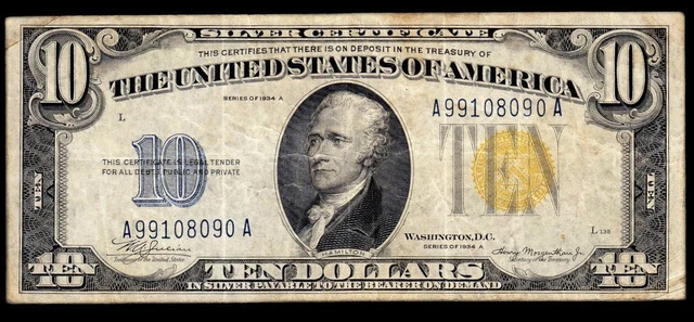 1934A North Africa $10 WWII Emergency Issue Note VF