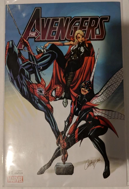 Marvel Avengers #1 Comicxposure Exclusive J Scott Campbell Red Logo Variant