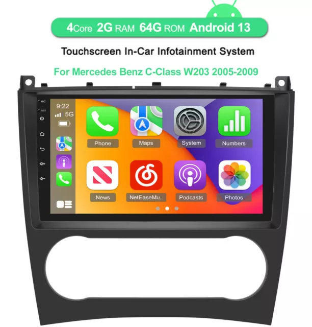 For Mercedes Benz C-Class CLC W203 Android 13 Car Radio Stereo GPS Sat Nav +Kam 2
