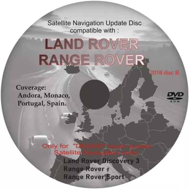 RANGE ROVER SPORT 2018 SAT NAV DVD DISC MAP UPDATE DVD 'B' - Spain,Portugal