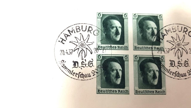 Heatler German WW2 NAZI GERMAN Third Reich Adolf Hitler Birthday Stamp Hamburg Cancel ...