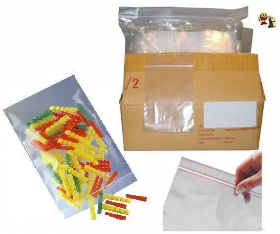 300 poches plastique transparent - ZIP 60 x 80 en 50 µ pochette pour bijoux