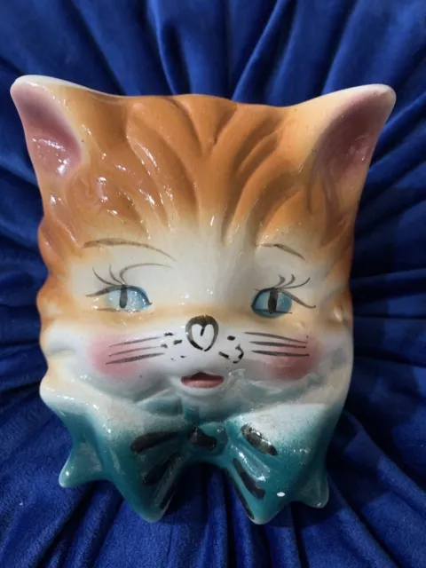 Vintage Kitty Cat Kitten Wall Pocket Vase 50's Japan MCM Japan