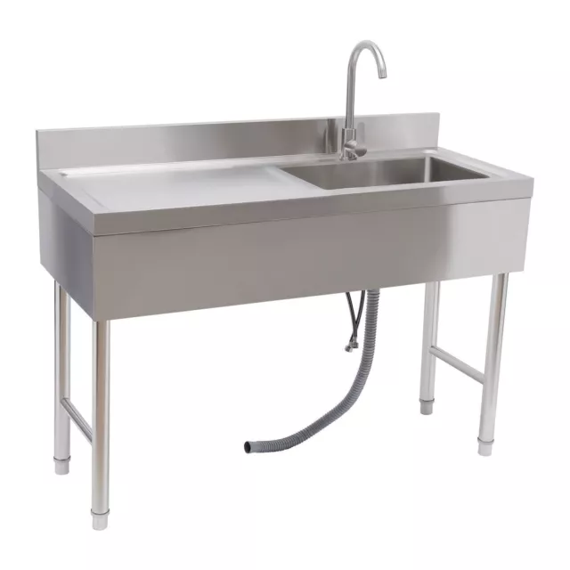 Commercial Kitchen Sink Prep Table w/ Faucet Stainless Steel Single Compartment