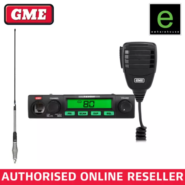 GME TX3500S 80 CHANNEL UHF CB TWO WAY RADIO with GME AE4018K1 ANTENNA