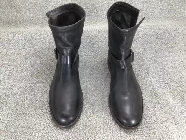 Frye Natalie Short Engineer Boot Women’s 9B Black Leather PullOn 3478513 2
