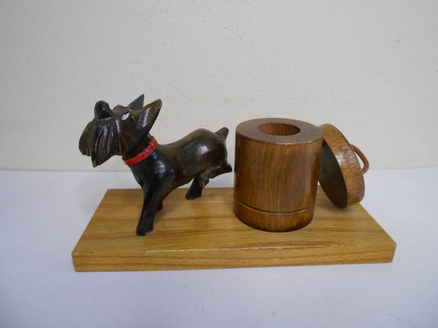 Paire De Serre-livres Anciens En Bois Sculpté, Chiens Scottish Terrier, Marron