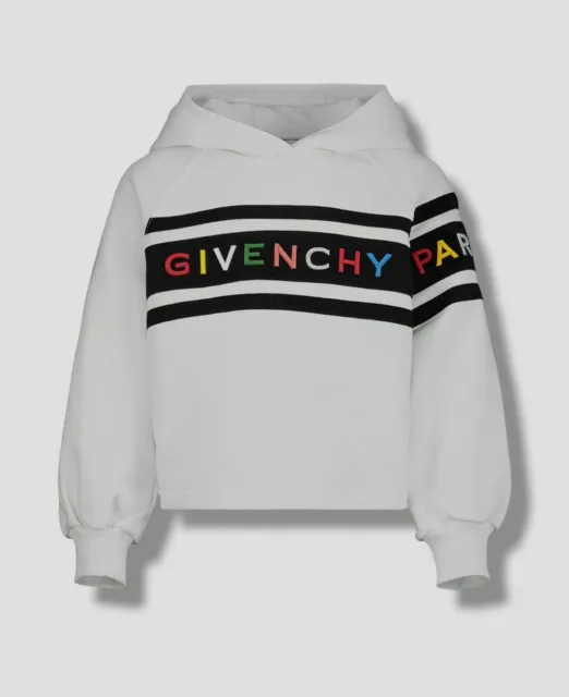 $310 Givenchy Paris Girls Kids White Long Sleeve Hoodie Pullover Sweater Size 8