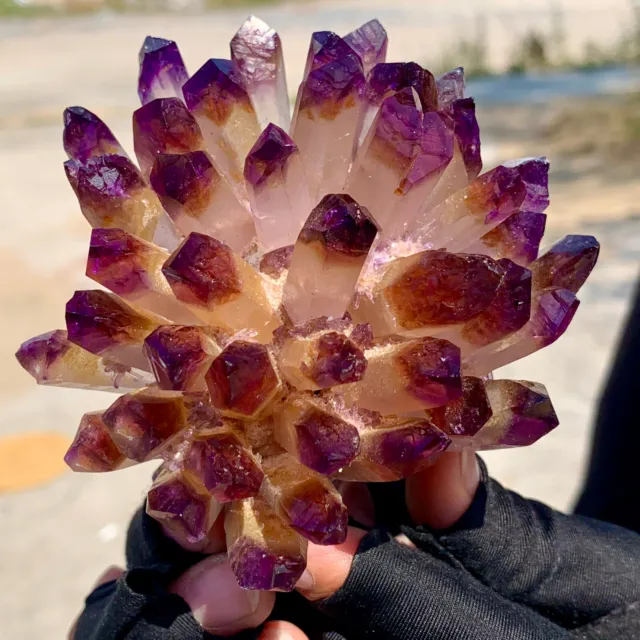 373g  New Find Purple Phantom Quartz Crystal Cluster Mineral Specimen