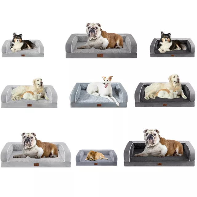 L/XL/XXL Dog Bed Orthopedic Memory Foam Waterproof Sofa Removable Bolster Cover