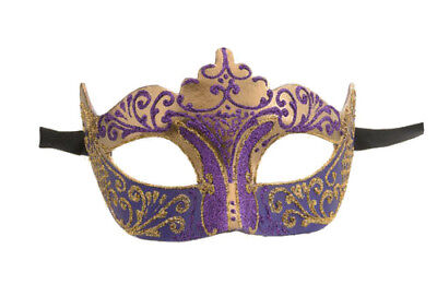 Mask from Venice Colombine Golden And Purple Authentic Carnival Venetian 257