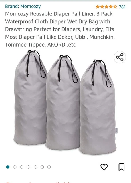 Momcozy Reusable Diaper Pail Liner, 3 Pack Waterproof Cloth Diaper Bag, Laundry