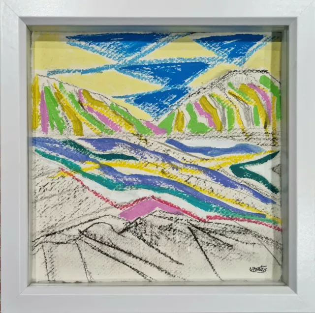 Charmouth Seascape Dorset Hills Sky Nigel Waters Paper Original Signed Framed