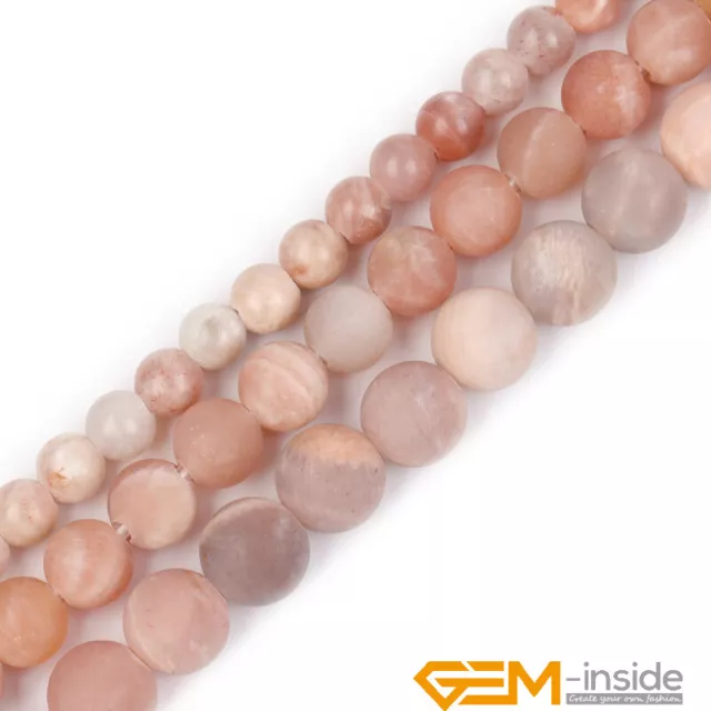 6mm 8mm 10mm Natural Sunstone Stone Frosted Matt Big Hole Round Beads Strand 15”