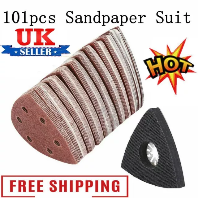 101pcs 60-240 Grit Triangular Sanding Paper Disc Pad Oscillating Multi Tool Set