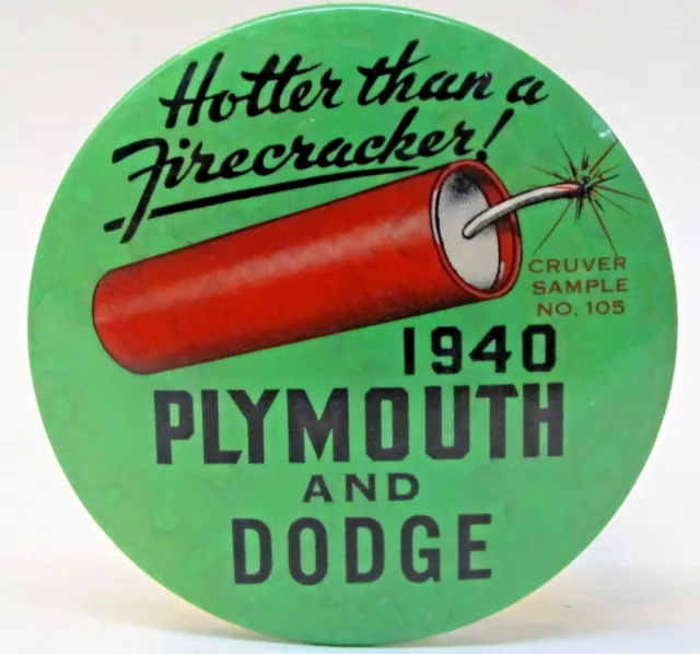 rare 1940 PLYMOUTH & DODGE  celluloid SAMPLE paperweight pocket mirror *