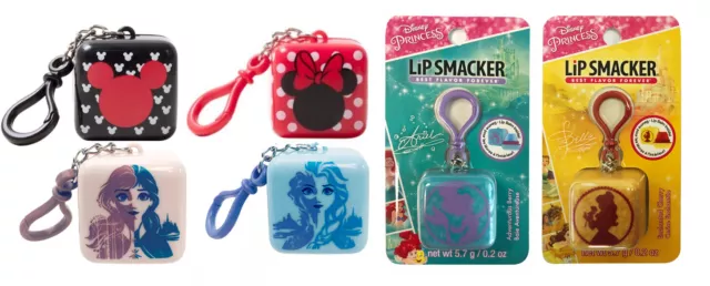 Disney Lip Smacker Mickey Minnie Frozen Anna Belle Ariel Cube Lip Balm Key chain
